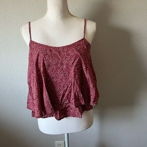 Hollister Dark Pink Patterned Flowy Crop Top